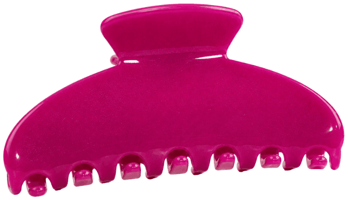 The Fuchsia claw clip in bright magenta, straight on from the front.